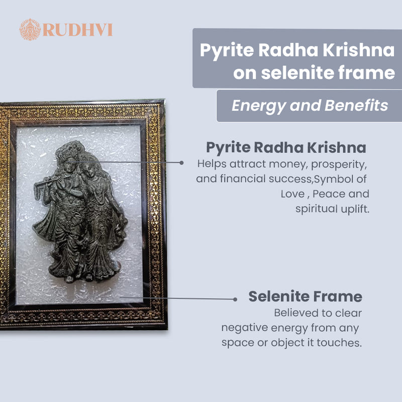 Pyrite Radha Krishna on Selenite Frame | Rudhvi