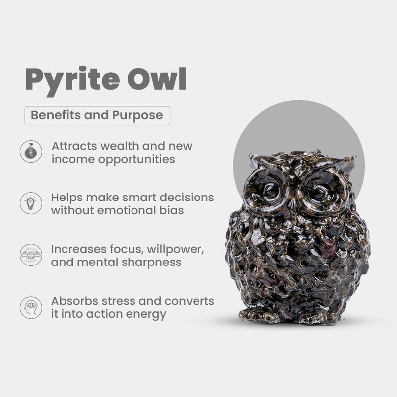 Vastu Pyrite Owl (ullu) for Wealth, Focus & Positive Energy