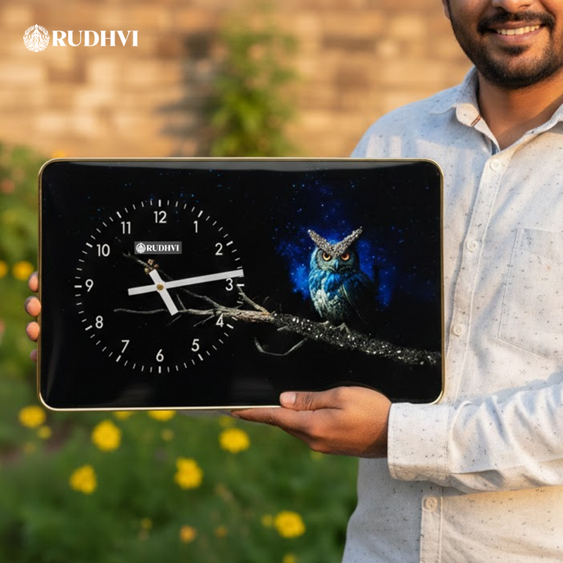 Rudhvi™ Nazar Protection Owl Wall Clock – Wealth & Aura Shield Decor