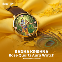 Rudhvi™ Radha Krishna Rose Quartz Aura Watch – Divine Love Energy Timepiece