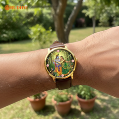 Rudhvi™ Radha Krishna Rose Quartz Aura Watch – Divine Love Energy Timepiece