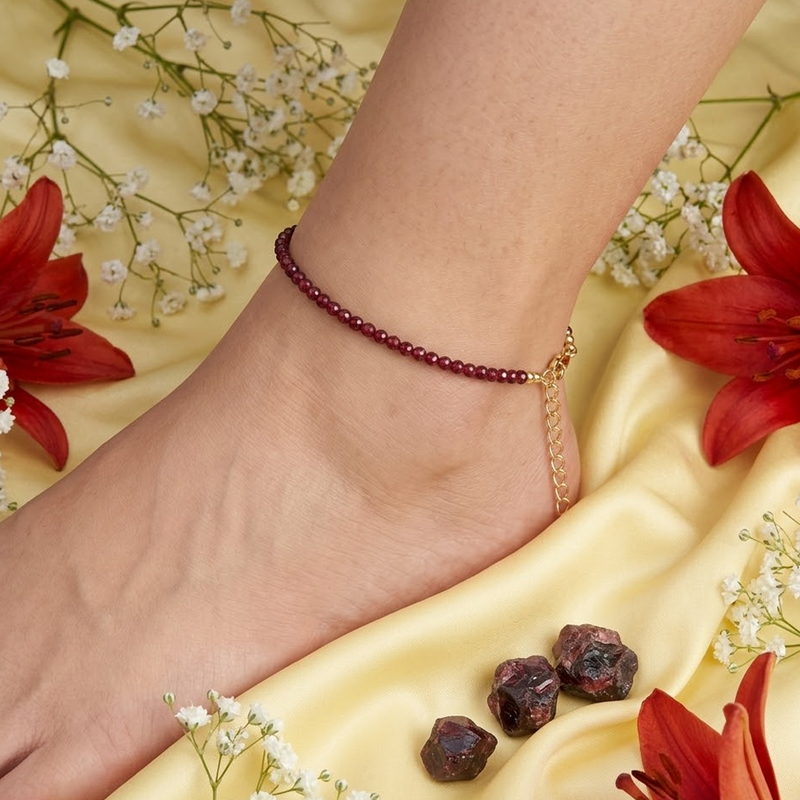 Natural Garnet Anklet – Love, Confidence & Positive Energy