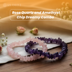 Rose Quartz + Amethyst Chips Bracelet Duo | Love & Calmness Healing
