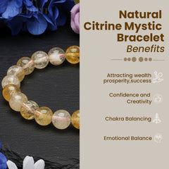 benefits of natural citrine bracelet by Rudhvi handcrafted healing crystal for abundance-Rudhvi