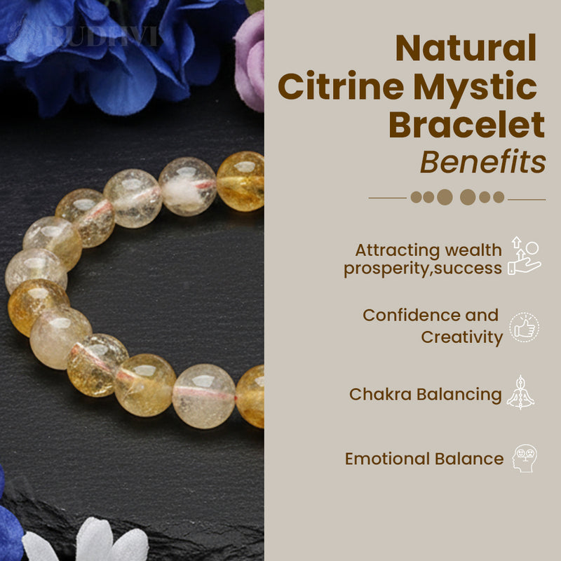 benefits of natural citrine bracelet by Rudhvi handcrafted healing crystal for abundance-Rudhvi