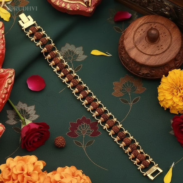  Gold plated Rudraksha bracelet for positive energy and protection-Rudhvi
