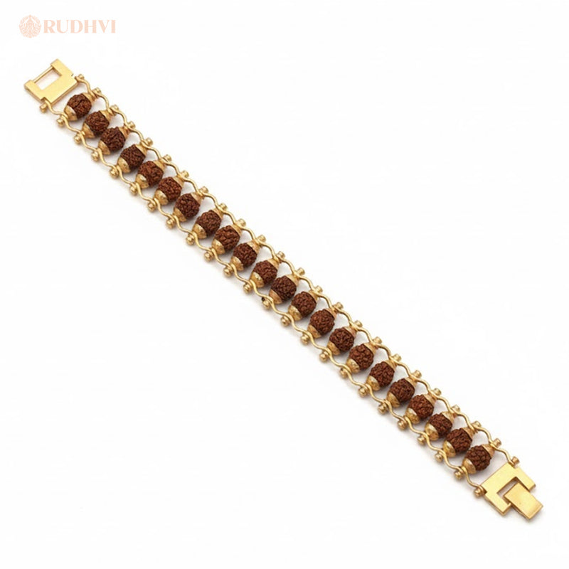Elegant Rudraksha bracelet on white background