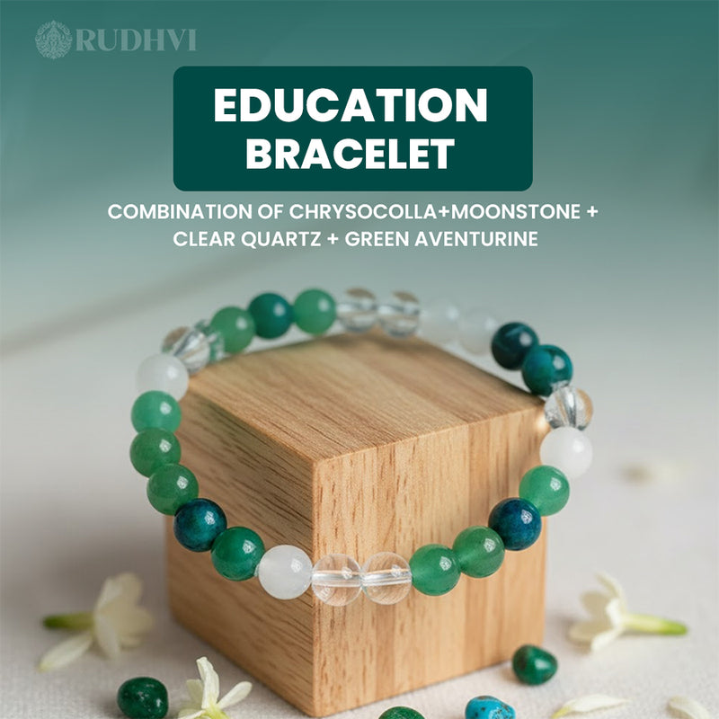 Study bracelet with moonstone clear quartz-Rudhvi