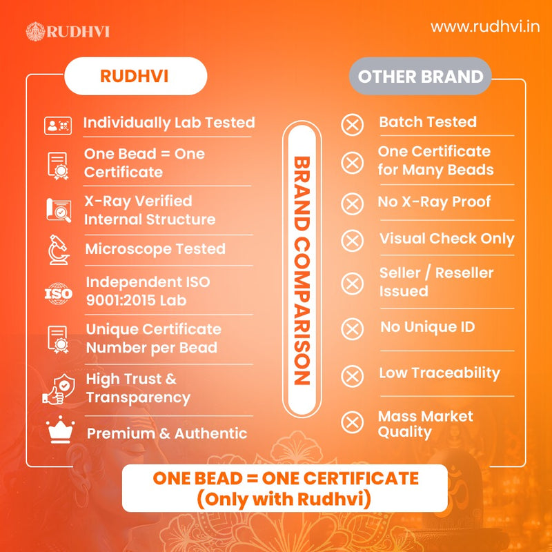 Comparison chart between Rudhvi and other brand on an orange background