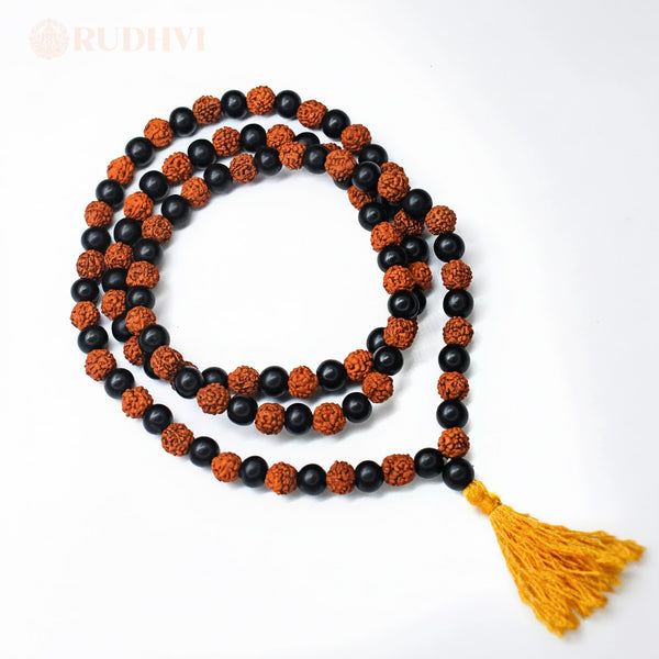 Karungali x Rudraksha Mala-108+1 – Protection & Energy | Rudhvi
