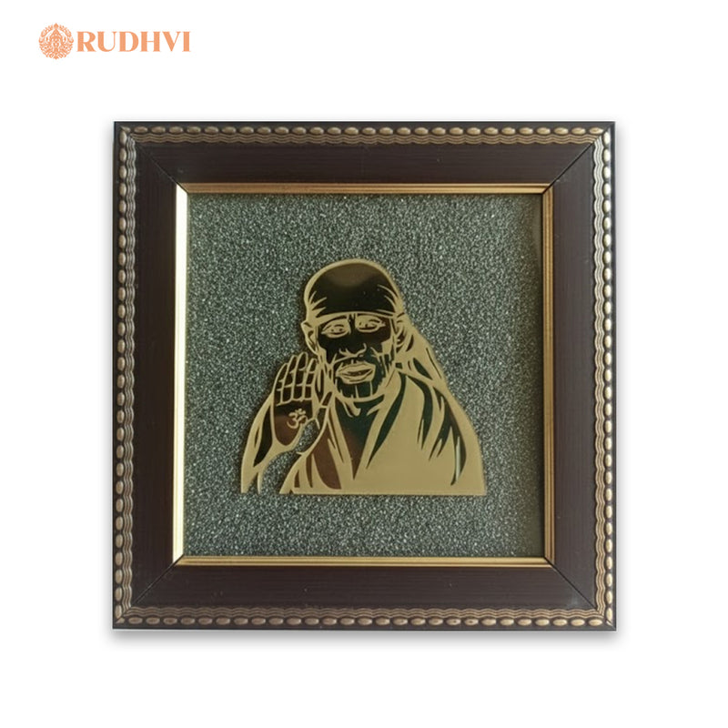 Sai Baba on Pyrite Frame – Peace, Protection & Prosperity Energy Frame | Rudhvi