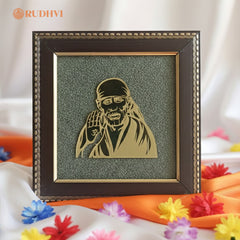 Sai Baba on Pyrite Frame – Peace, Protection & Prosperity Energy Frame | Rudhvi