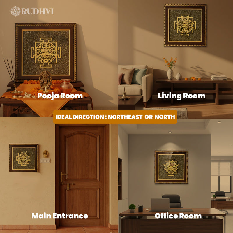 Shree Yantra on Pyrite Frame – Wealth, Prosperity & Vastu Protection