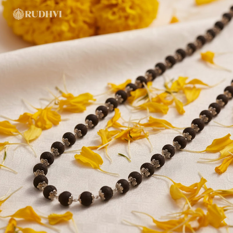 Silver Plated Karungali Mala for Protection, Focus & Meditation | Rudhvi™