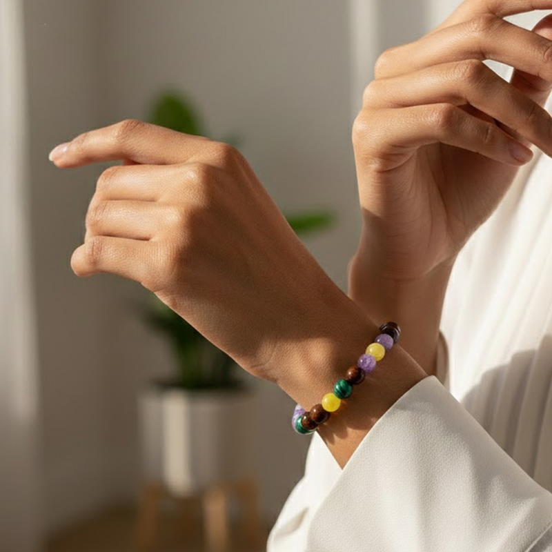 Rudhvi Stress Relief Crystal Bracelet – Emotional Balance & Chakra Harmony