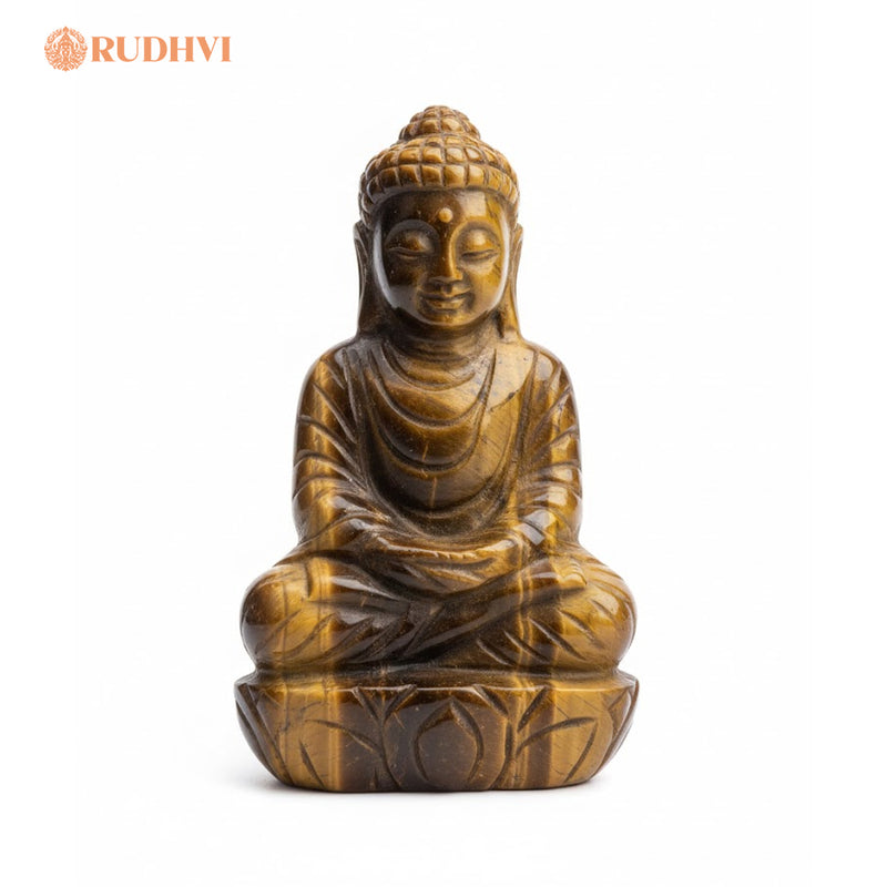 Tiger Eye Buddha Idol – Courage & Positive Energy Decor | Rudhvi
