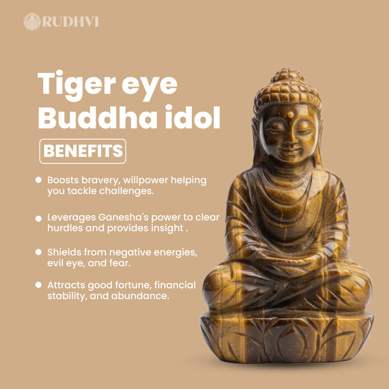 Tiger Eye Buddha Idol – Courage & Positive Energy Decor | Rudhvi