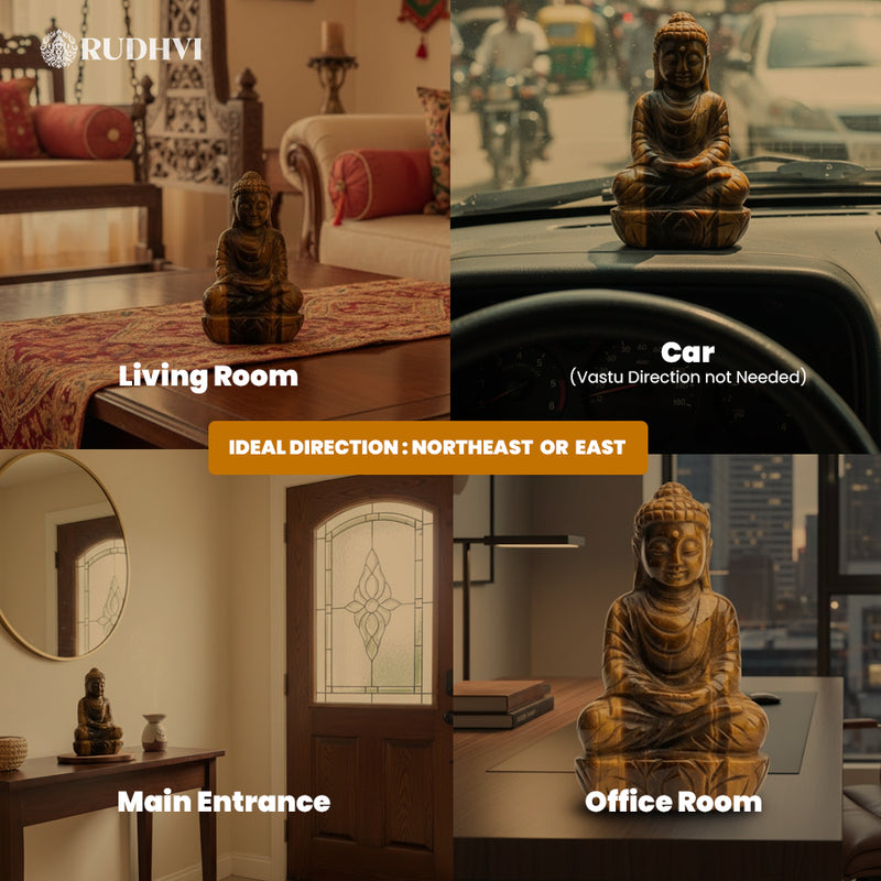 Tiger Eye Buddha Idol – Courage & Positive Energy Decor | Rudhvi