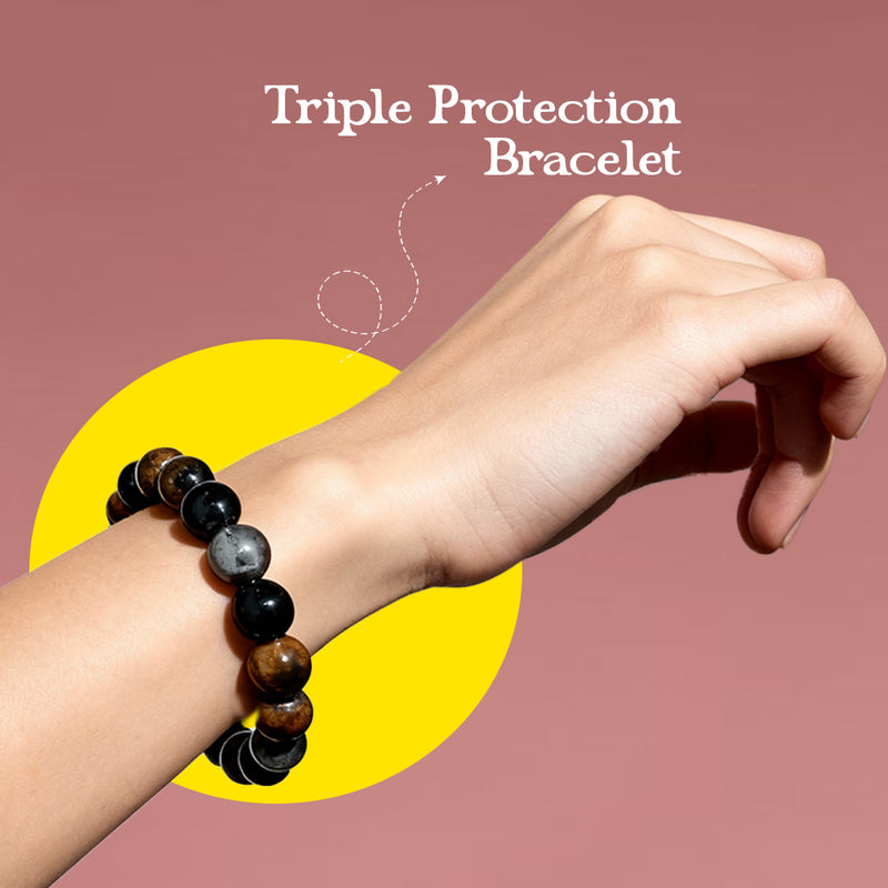 Triple Protection bracelet worn on hand 