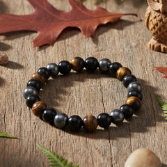 Close-up of Triple Protection bracelet beads 