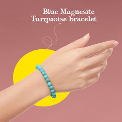  wearing Turquoise (Firoza) Bracelet – spiritual healing jewelry by Rudhvi	Model wearing bracelet.