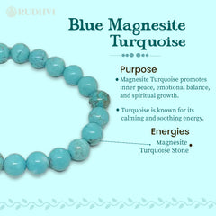 Close-up of turquoise (Firoza) beads – handcrafted healing bracelet by Rudhvi