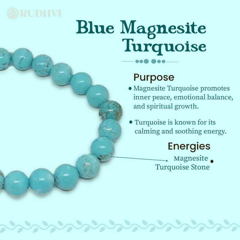 Close-up of turquoise (Firoza) beads – handcrafted healing bracelet by Rudhvi