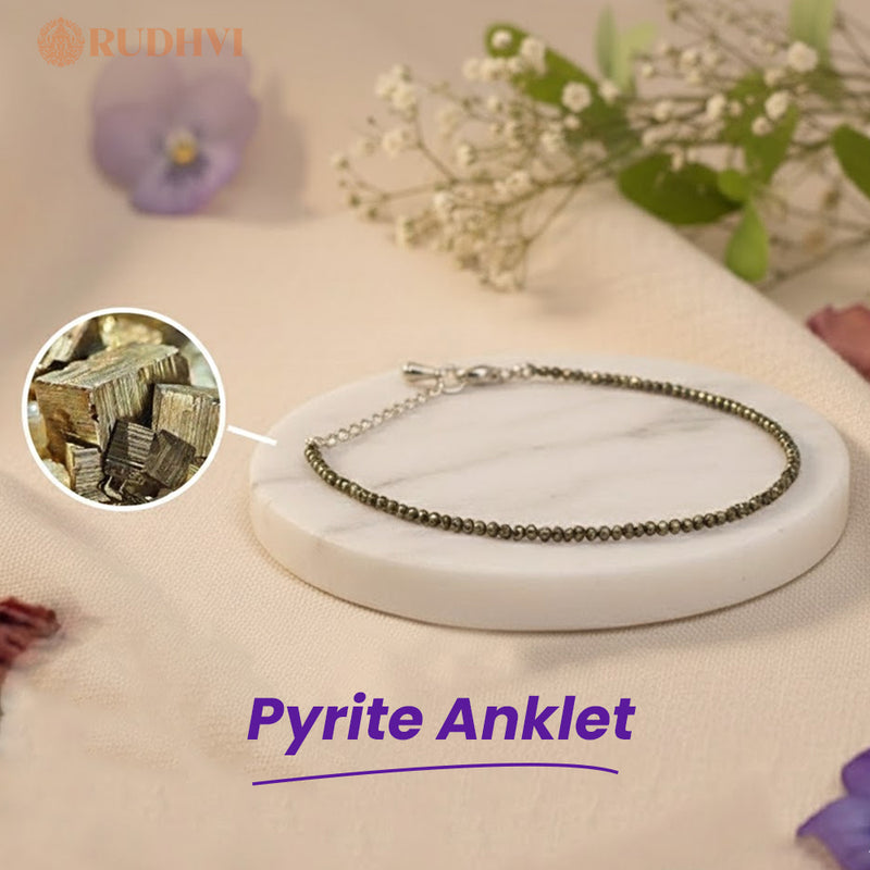 Original Pyrite Anklet for Wealth and Protection-Rudhvi