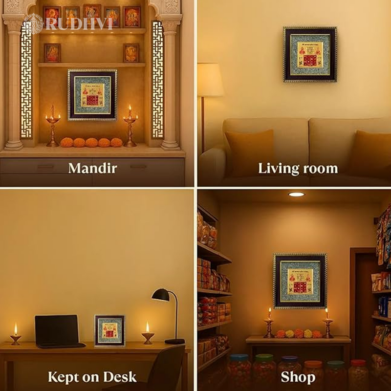 Vyapar Vriddhi Yantra placed on wall for shop and office vastu
